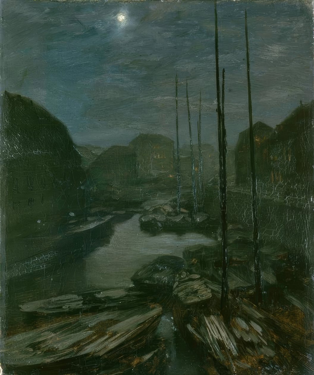 Światło księżyca nad Friedrichsgracht w starym Berlinie autorstwa Adolph Menzel