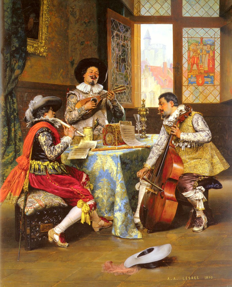 Muzyczne Trio autorstwa Adolphe Alexandre Lesrel