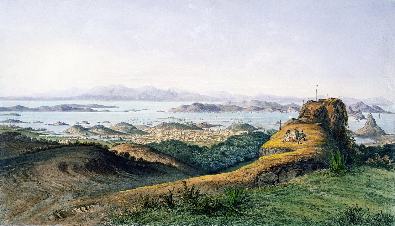 Panorama Rio de Janeiro, Brazylia, wyryta przez Theodore du Moncel ok. 1860 r. autorstwa Adolphe D