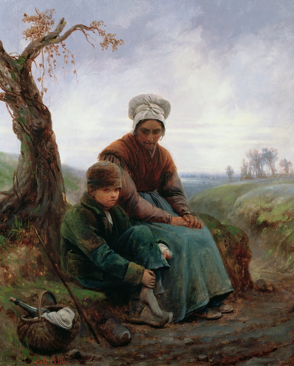 Chłopka i chłopiec, 1846 autorstwa Adolphe Felix Cals