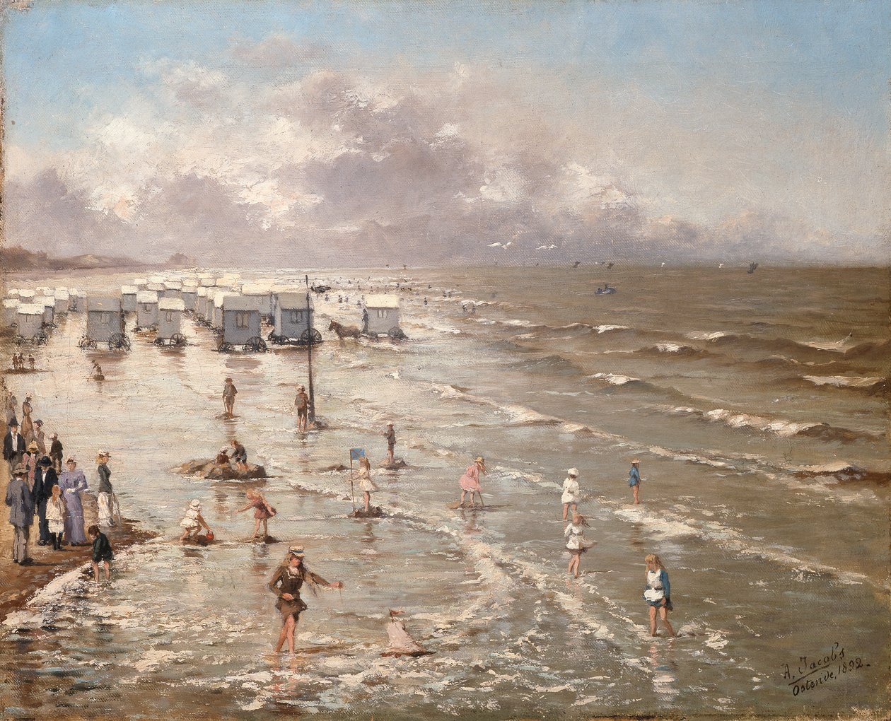 Plaża w Ostendzie, 1892 autorstwa Adolphe Jacobs