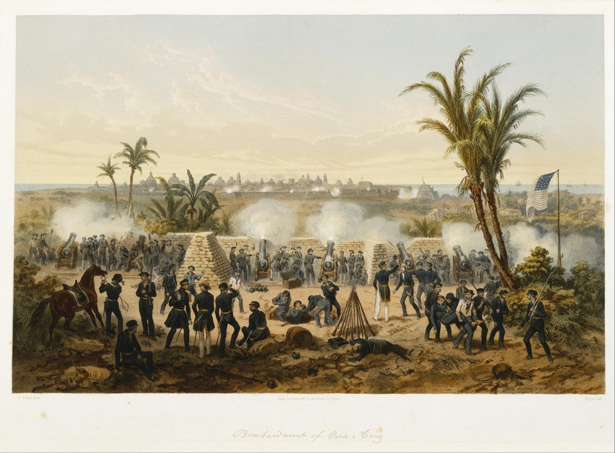 Bombardowanie Vera-Cruz autorstwa Adolphe Jean Baptiste Bayot