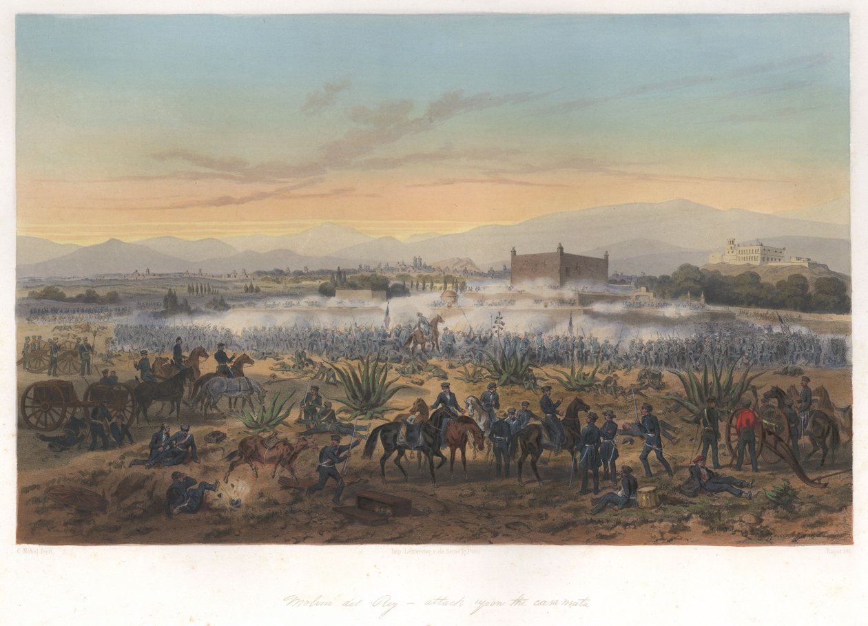 Molino del Rey – atak na casa mata (8 września 1847) w wojnie meksykańsko-amerykańskiej autorstwa Adolphe Jean Baptiste Bayot