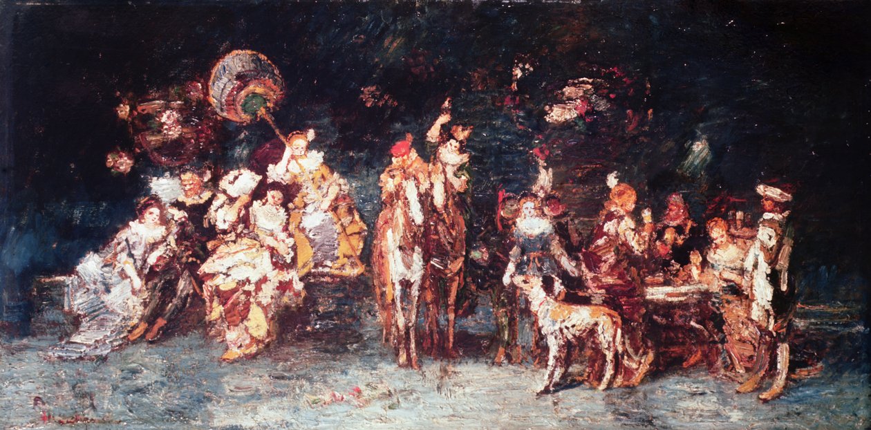 Nocna uczta, 1875 autorstwa Adolphe Joseph Thomas Monticelli