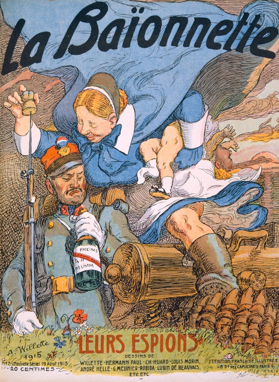Ich szpiedzy, strona tytułowa z "La Baionnette", 1915 autorstwa Adolphe Leon Willette