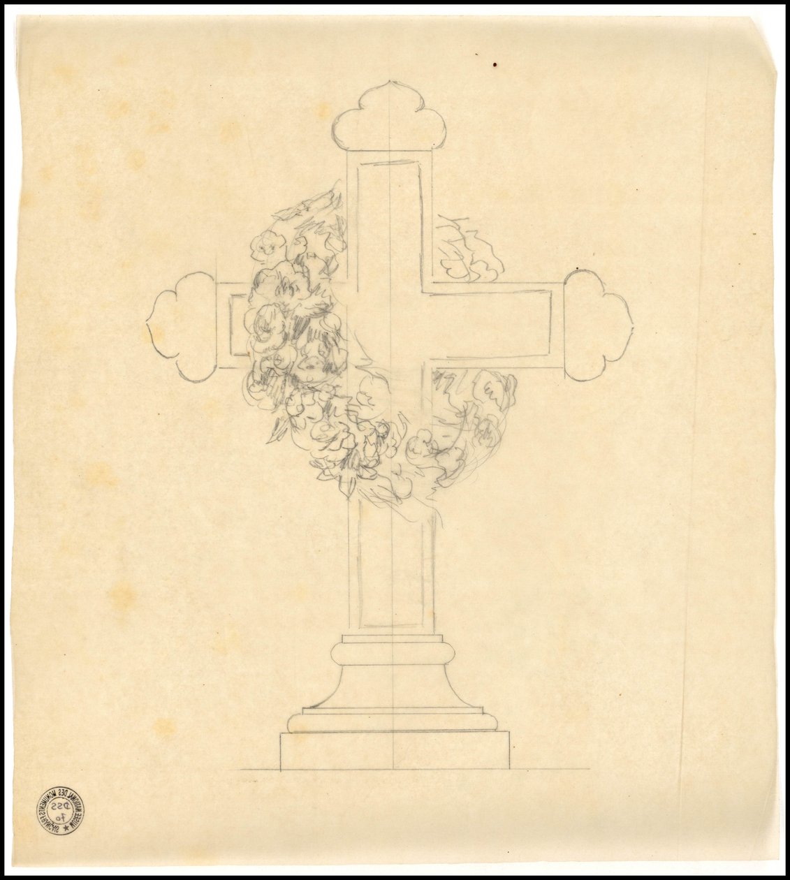 Szkic grobowca rodziny Karakehia na cmentarzu Père Lachaise w Paryżu autorstwa Adolphe Victor Geoffroy Dechaume