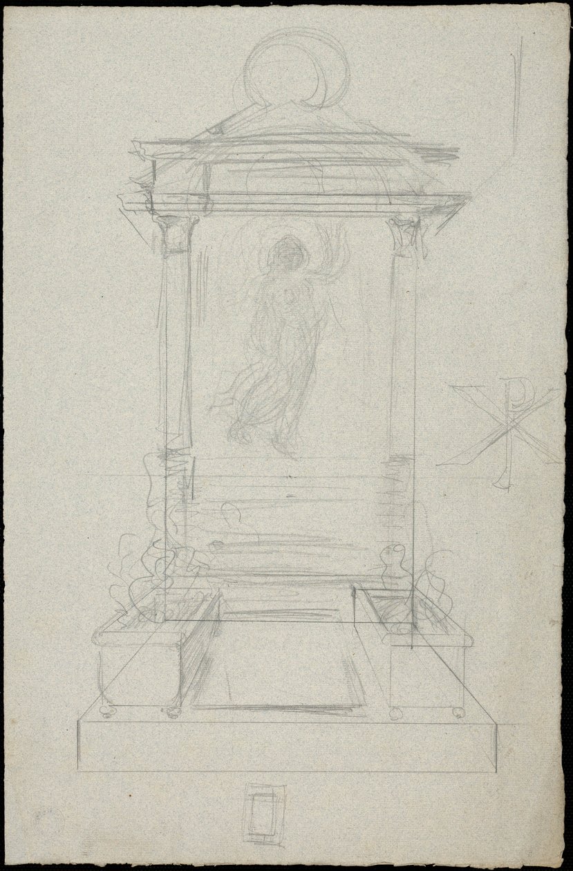 Szkic grobowca rodziny Karakehia na cmentarzu Père Lachaise w Paryżu autorstwa Adolphe Victor Geoffroy Dechaume