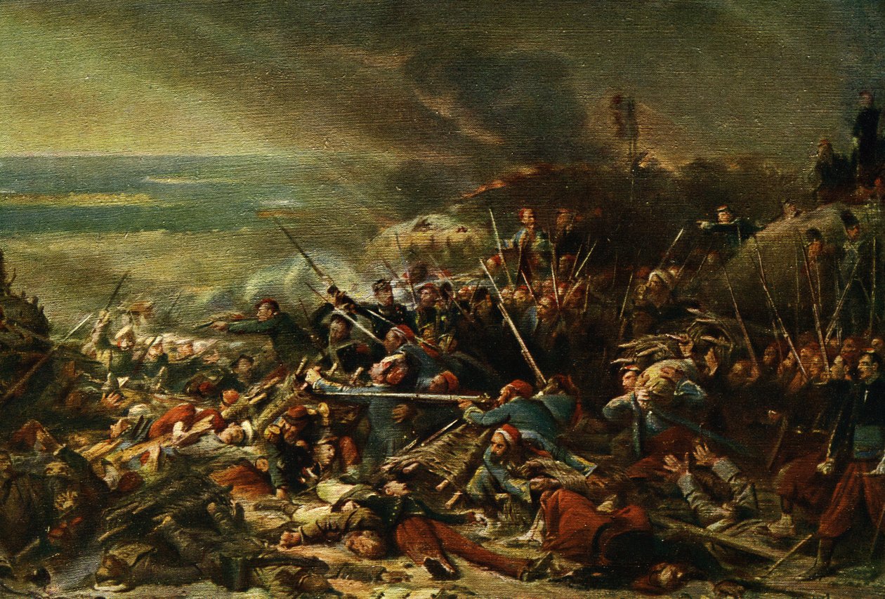 "La Prise de Malakoff" (Przejęcie Malakoff) (druk) autorstwa Adolphe (after) Yvon