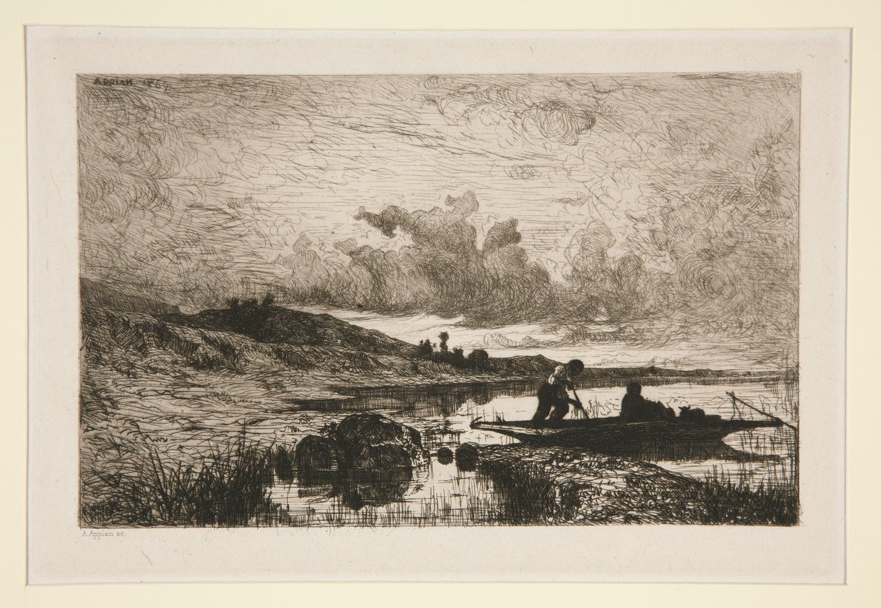 Wieczór, brzegi Rodanu w Rix autorstwa Adolphe Appian