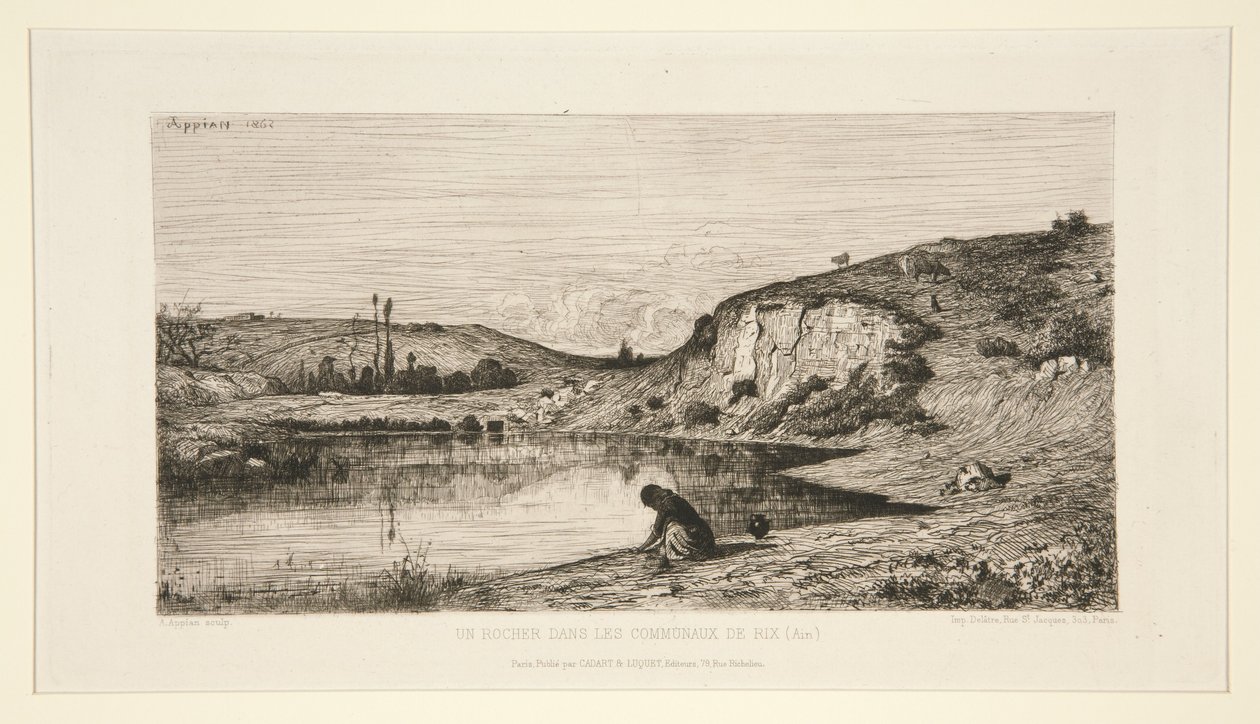 Skała na terenach gminnych w Rix (Ain) autorstwa Adolphe Appian