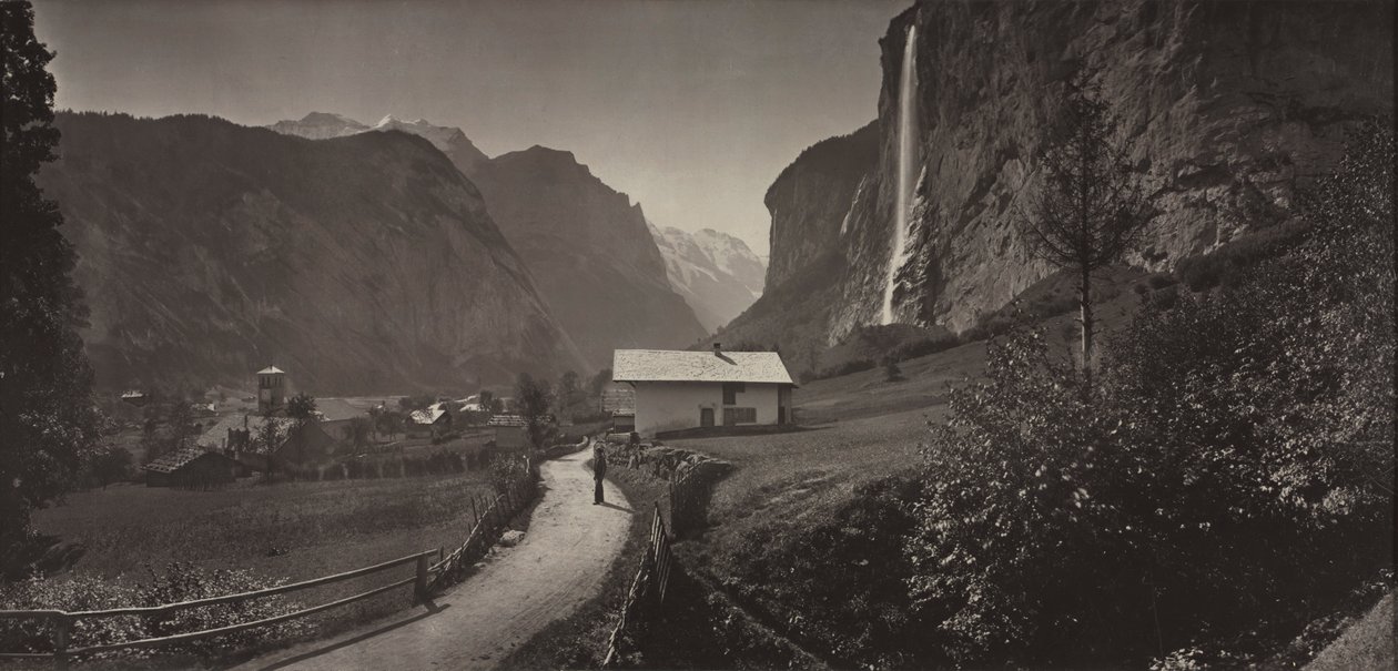Dolina Lauterbrunnen, Szwajcaria z albumu Charbons de Braunvues prises..., c. 1868. autorstwa Adolphe Braun