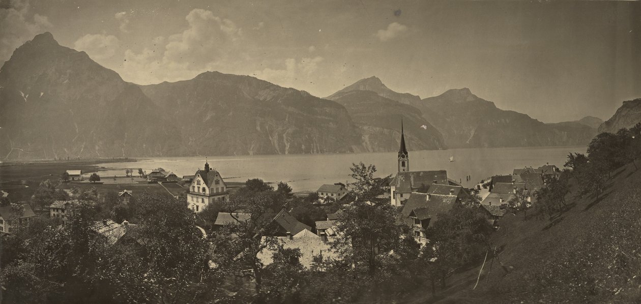 Widok na Flüelen w Szwajcarii autorstwa Adolphe Braun