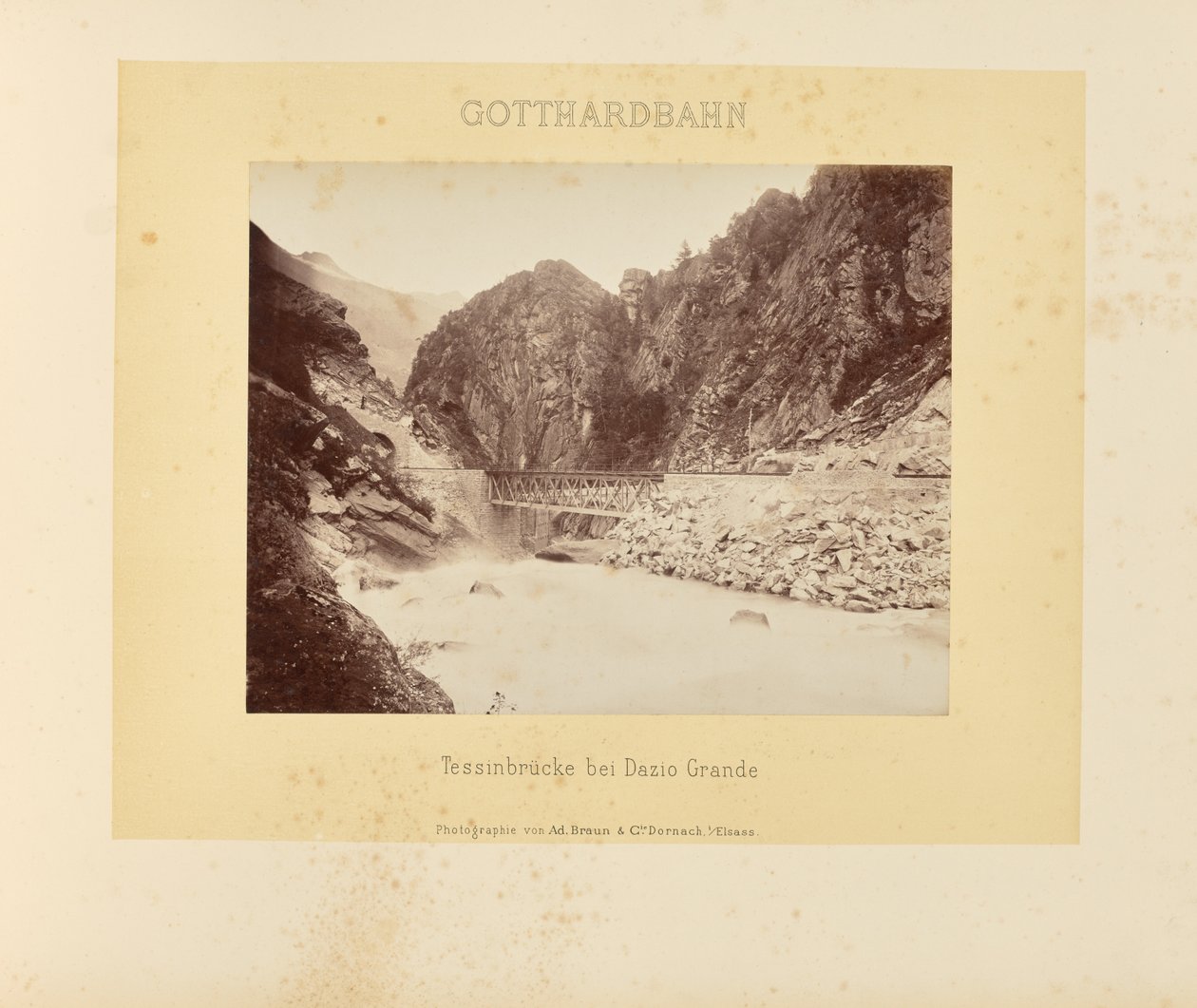 Kolej Gottharda: most Ticino w pobliżu Dazio Grande autorstwa Adolphe Braun and Cie