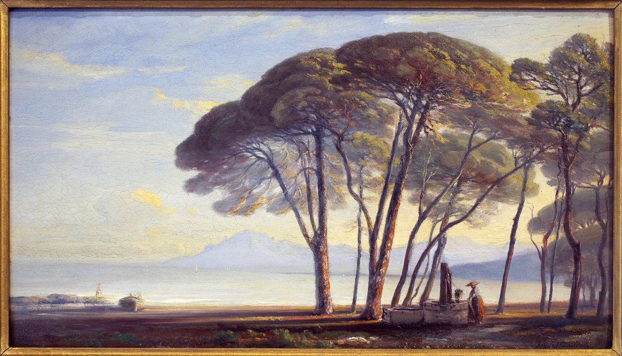 Właściwość to Juan Les Pins (Juan-Les-Pins). Obraz Adolphe Fioupou (1824-1899), olej na drewnie autorstwa Adolphe Fioupou