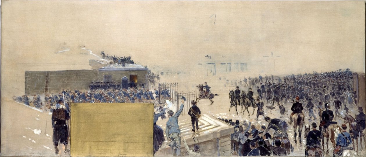 Szkic biura prefekta w paryskim ratuszu: Wyjście autorstwa Adolphe Gustave Binet