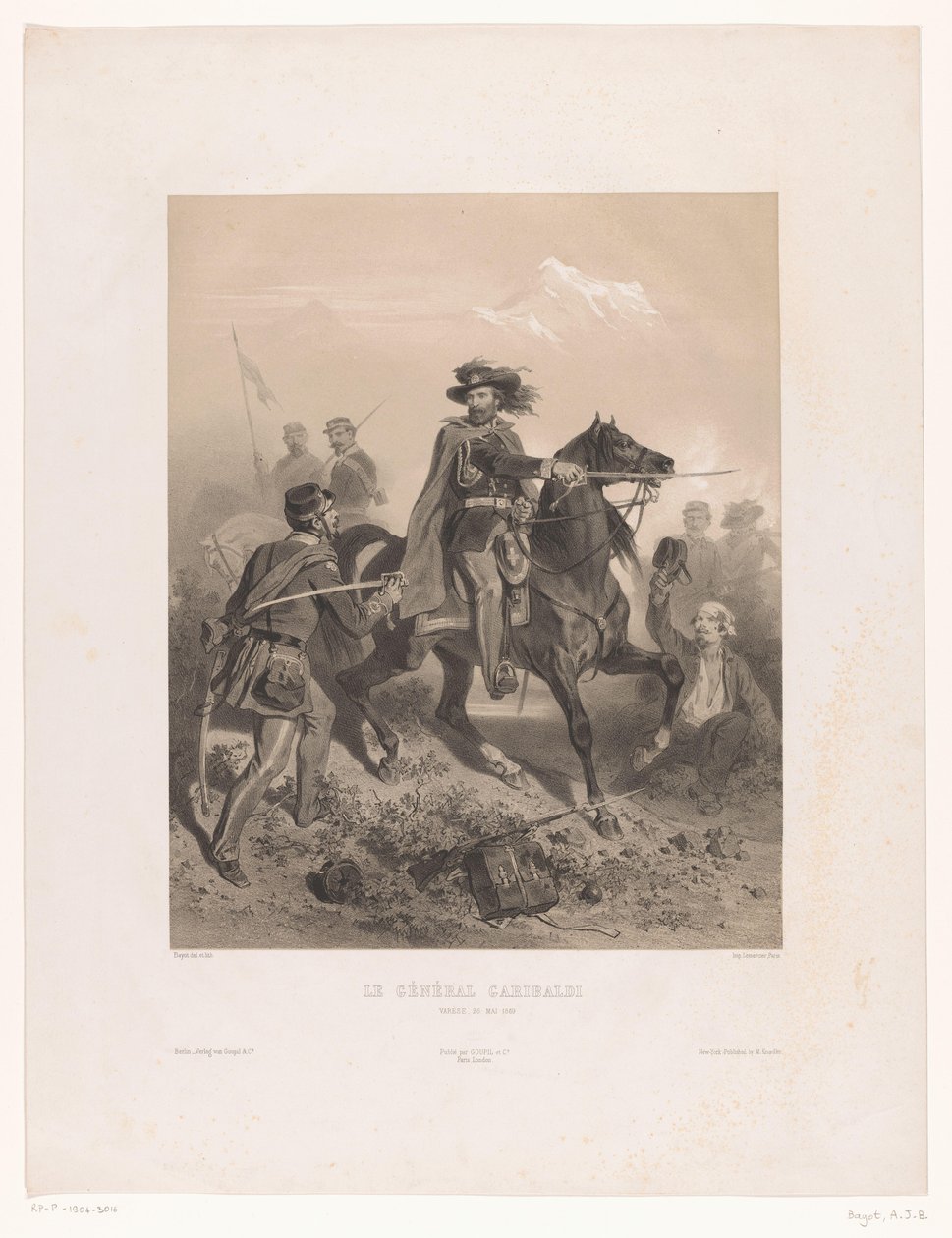 Generał Giuseppe Garibaldi jako dowódca w bitwie pod Varese Le General Garibaldi (tytuł na obiekcie) autorstwa Adolphe Jean Baptiste Bayot