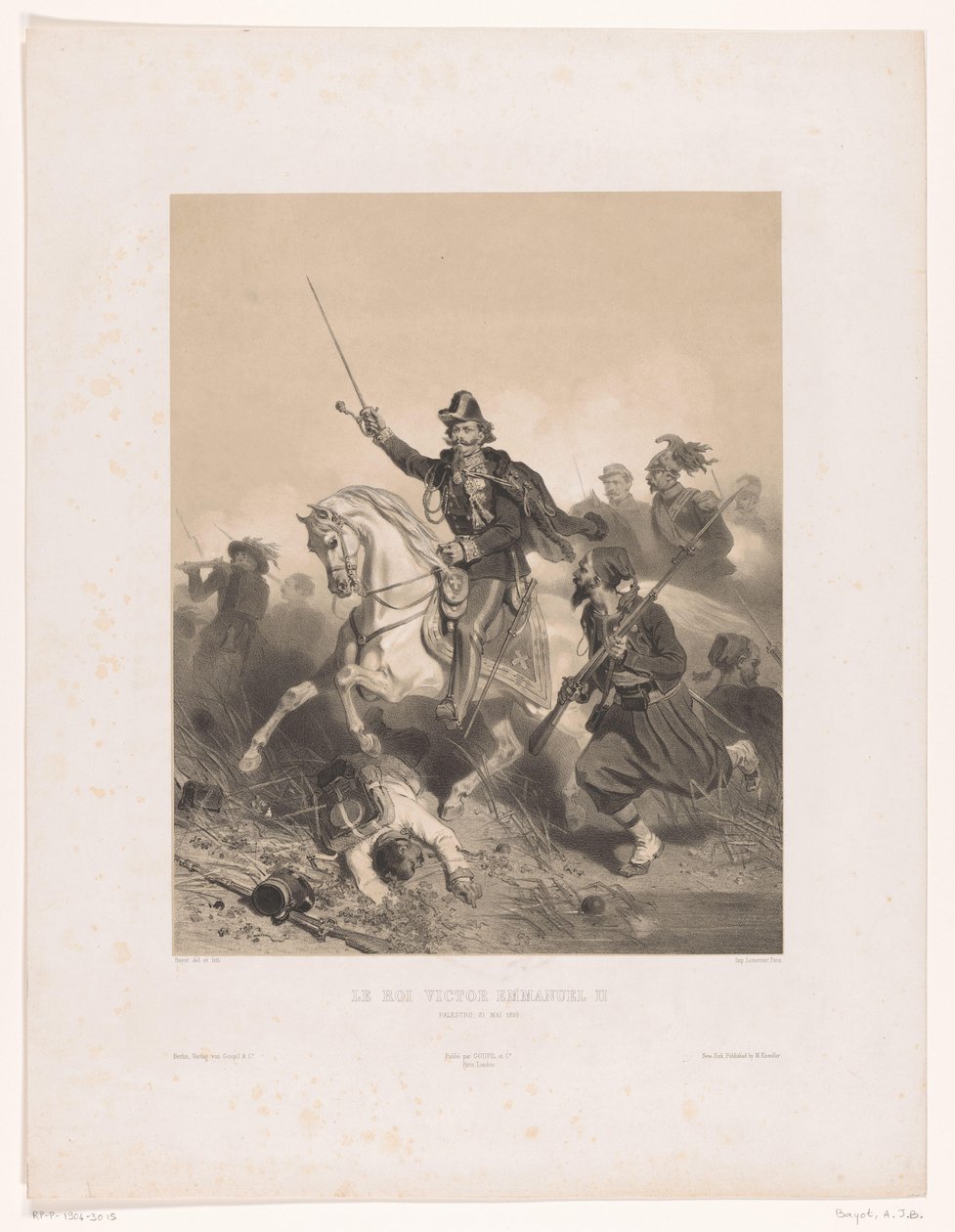 Król Wiktor Emanuel II Włoch w bitwie pod Palestro Le roi Victor Emmanuel II (tytuł na obiekcie) autorstwa Adolphe Jean Baptiste Bayot