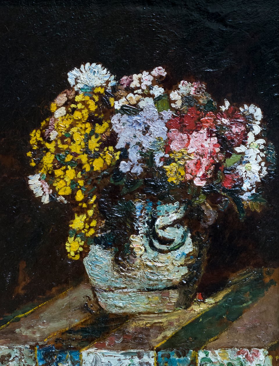 Wazon z polnymi kwiatami, ok. 1870-80 (olej na drewnie) autorstwa Adolphe Joseph Thomas Monticelli