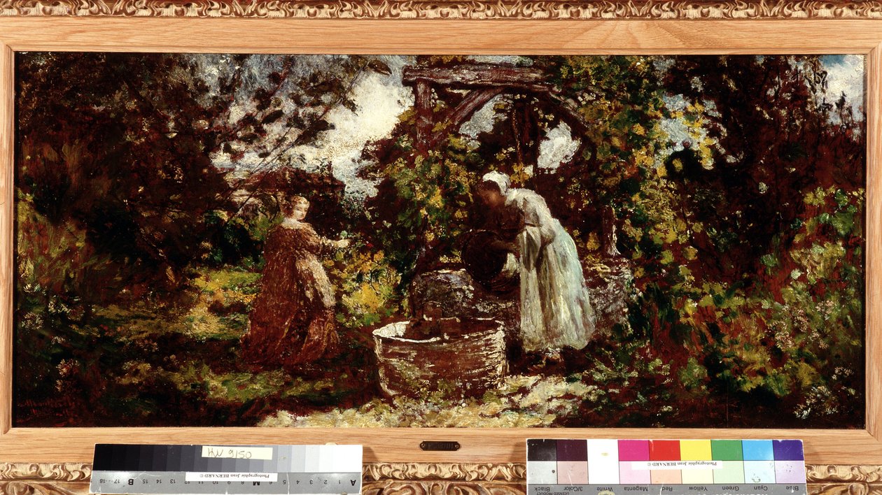 Elegancka i jej służąca przy studni Obraz Adolphe Monticelli (1824-1886) wym. 34,5x69,5 cm Obowiązkowa wzmianka: Kolekcja fundacji Provence, Marseille autorstwa Adolphe Joseph Thomas Monticelli