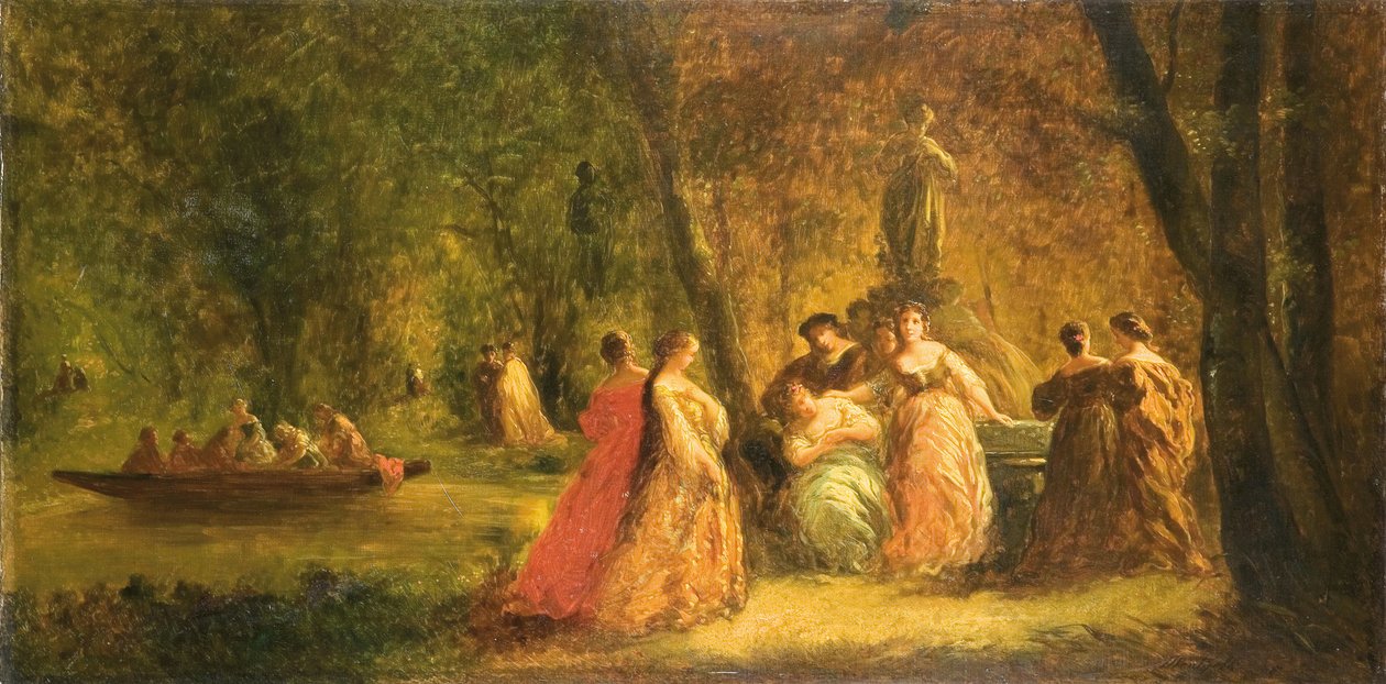 Kobiety w parku nad rzeką autorstwa Adolphe Joseph Thomas Monticelli