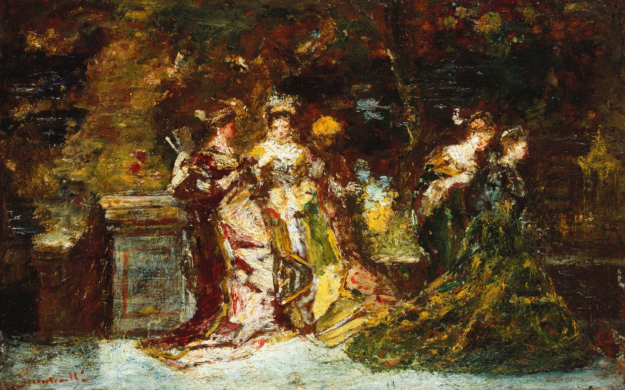 Fete Galante, ok. 1870 r autorstwa Adolphe Joseph Thomas Monticelli