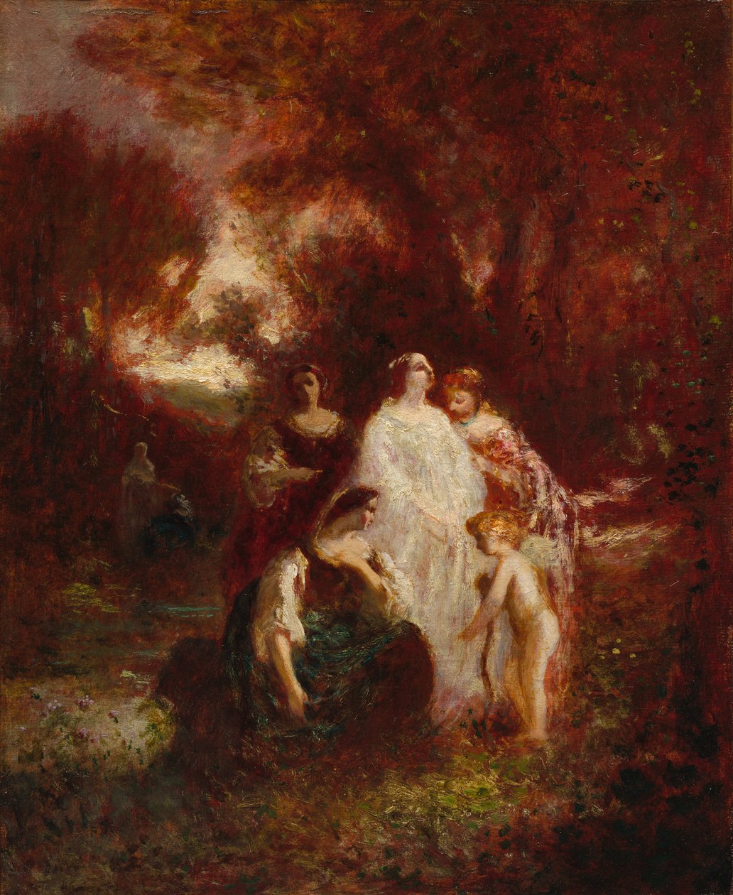 Postacie w lesie, ok. 1900 1857-1862 (olej na tkaninie) autorstwa Adolphe Joseph Thomas Monticelli