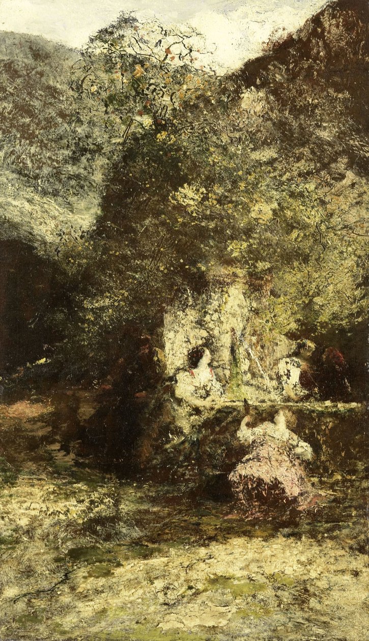 Postacie przy fontannie autorstwa Adolphe Joseph Thomas Monticelli