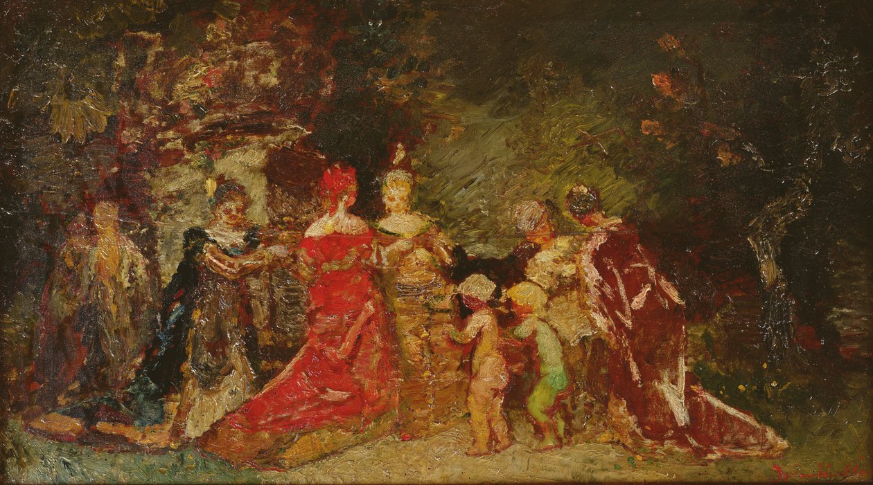 Spotkanie w parku autorstwa Adolphe Joseph Thomas Monticelli