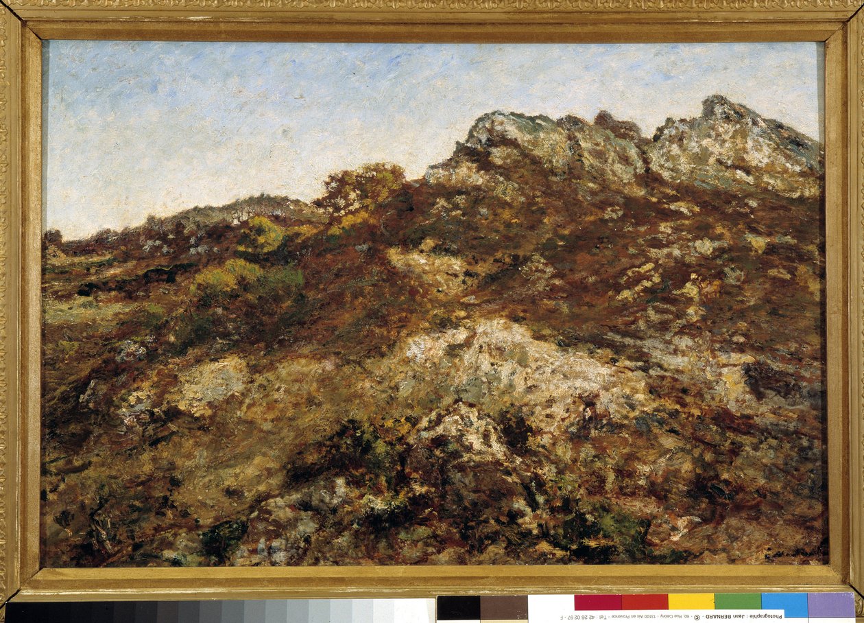 Krajobraz wzgórz (masyw Garlaban w Prowansji) autorstwa Adolphe Joseph Thomas Monticelli