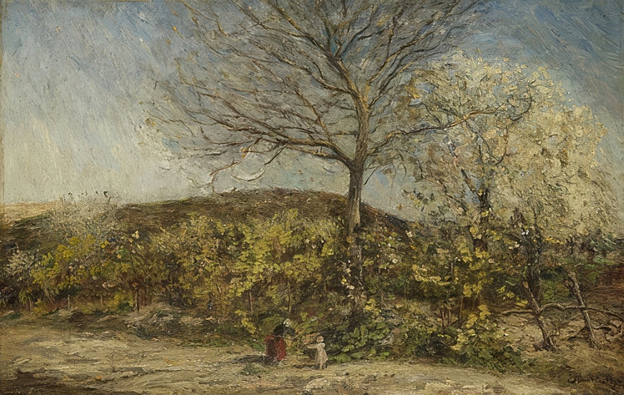 Krajobraz z kwitnącym sadem autorstwa Adolphe Joseph Thomas Monticelli