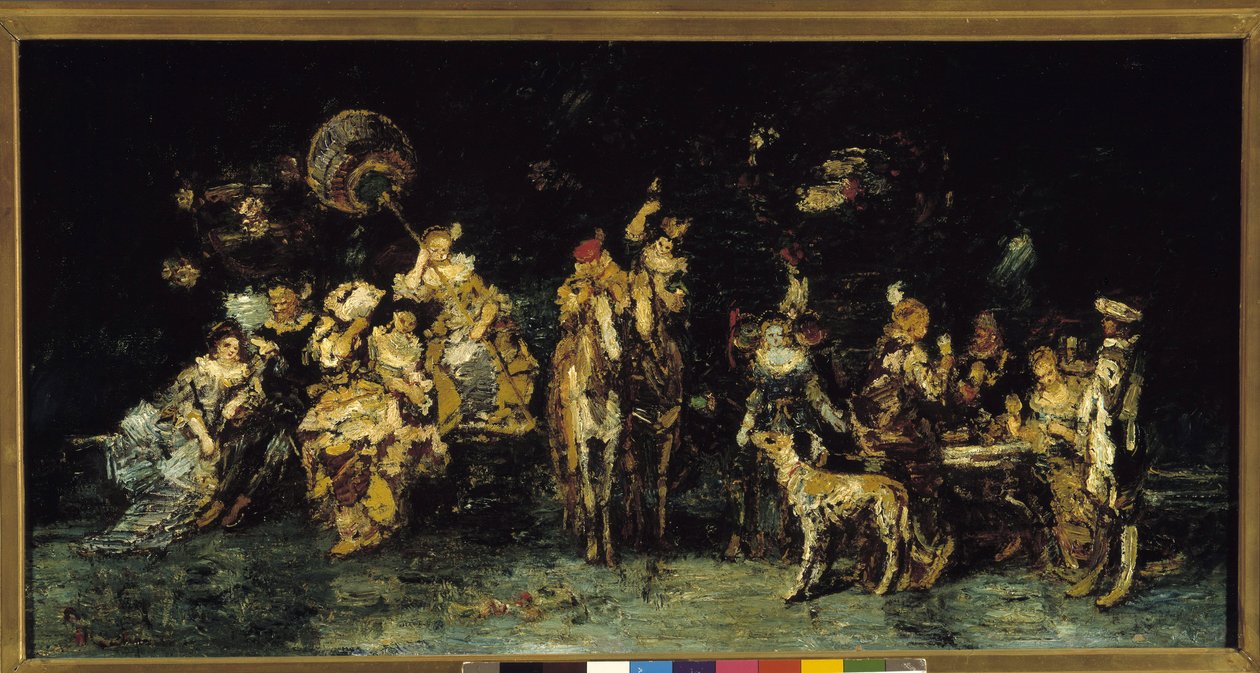 Nocna uczta w parku autorstwa Adolphe Joseph Thomas Monticelli