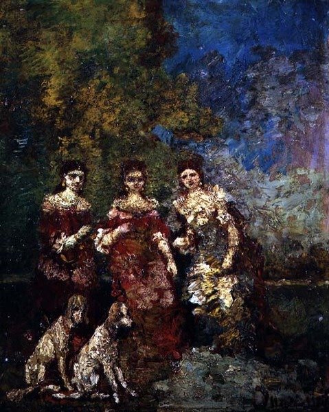 Trzy kobiety (olej na płótnie) autorstwa Adolphe Joseph Thomas Monticelli