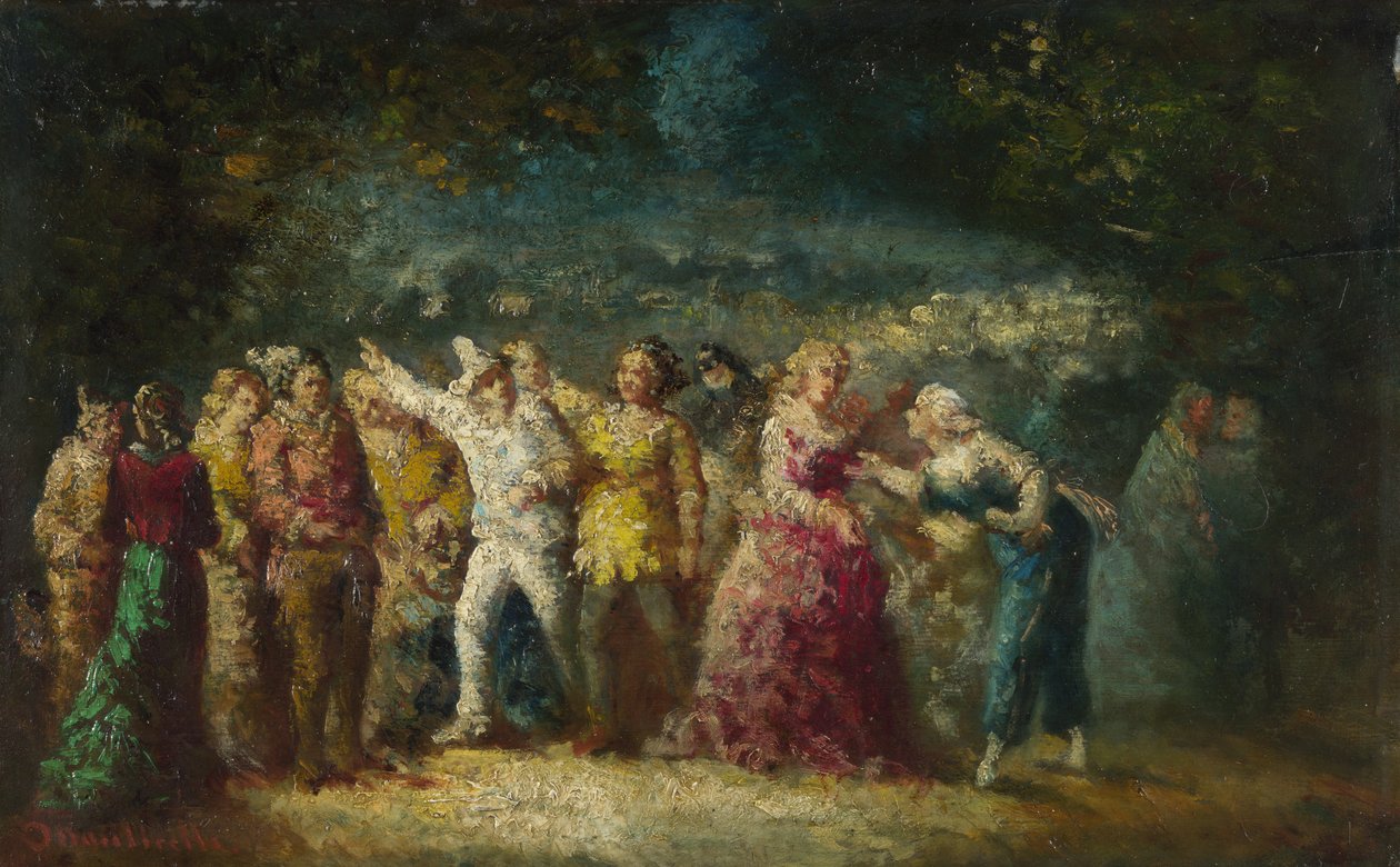 Procesja z pochodniami, lata 1870-1880 autorstwa Adolphe Joseph Thomas Monticelli