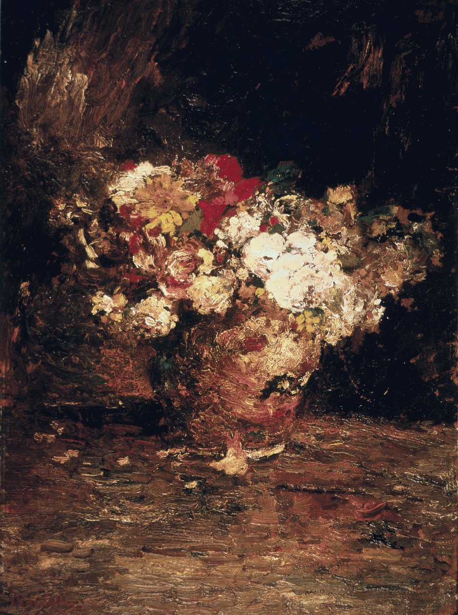 Wazon z kwiatami, ok.1880 (olej na desce) autorstwa Adolphe Joseph Thomas Monticelli