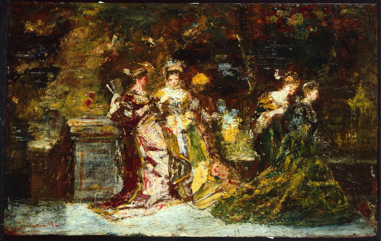 Kobiety w parku, ok. 1858 (olej na płótnie) autorstwa Adolphe Joseph Thomas Monticelli