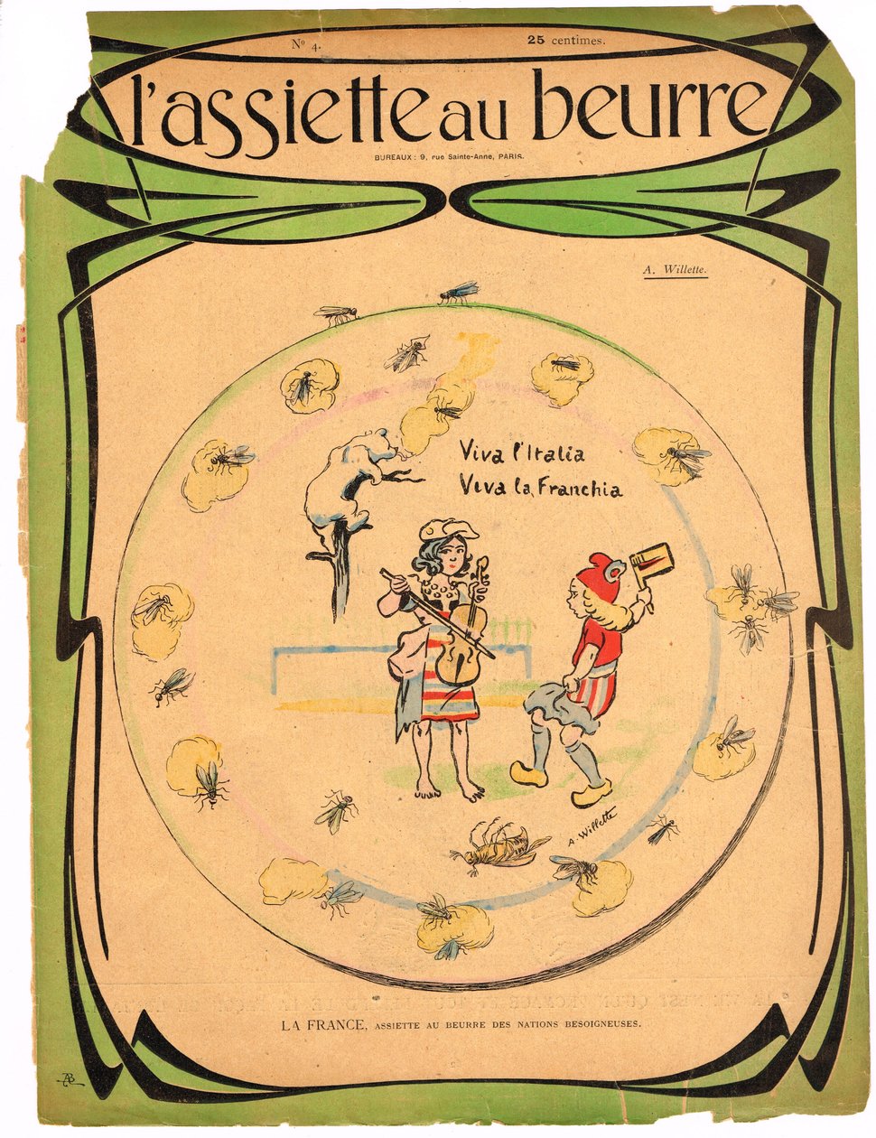 Okładka „L’Plate au beurre” w kolorze satyrycznym autorstwa Adolphe Leon Willette