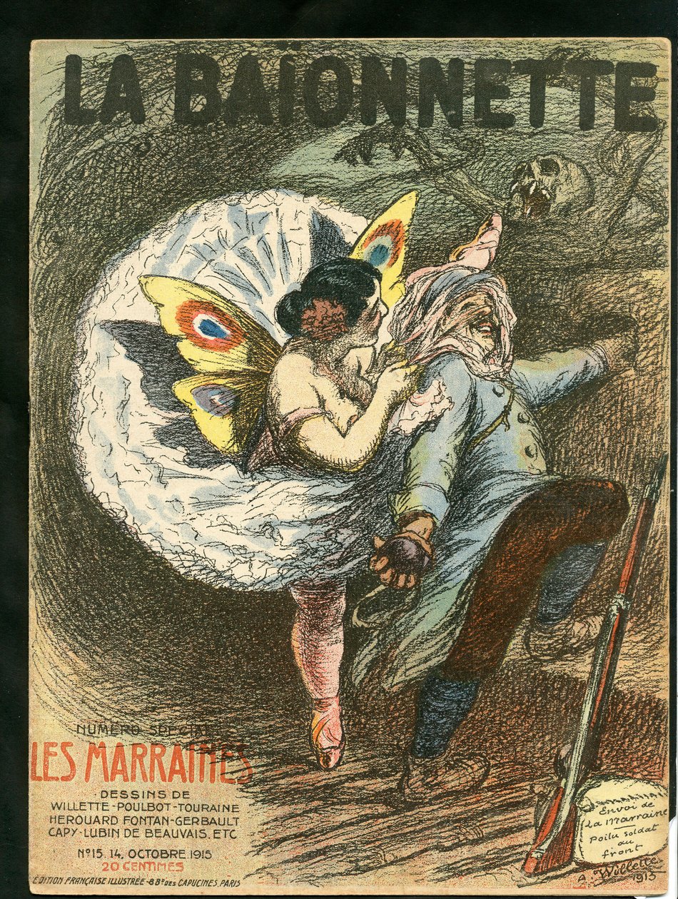 Okładka „”La Baionnette””, Satyryczna w kolorach autorstwa Adolphe Leon Willette