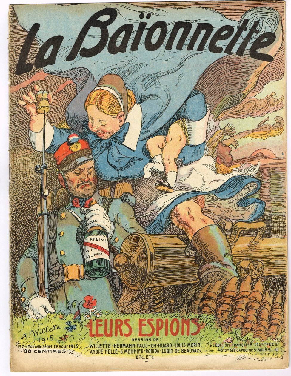 Okładka „La Baionnette”, Satirique en Colors autorstwa Adolphe Leon Willette