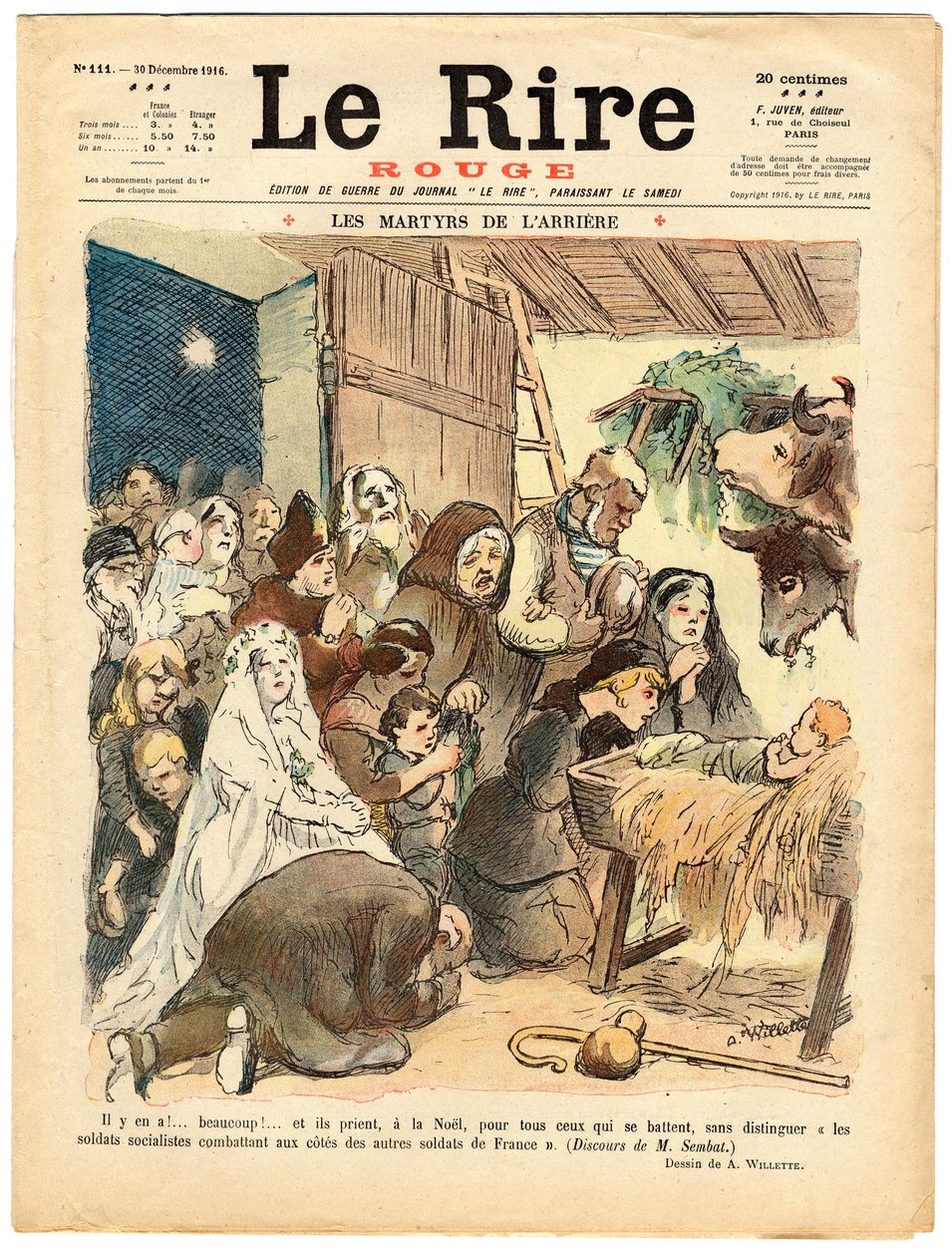 Okładka „Czerwonego śmiechu”, Satyryczna w kolorach autorstwa Adolphe Leon Willette