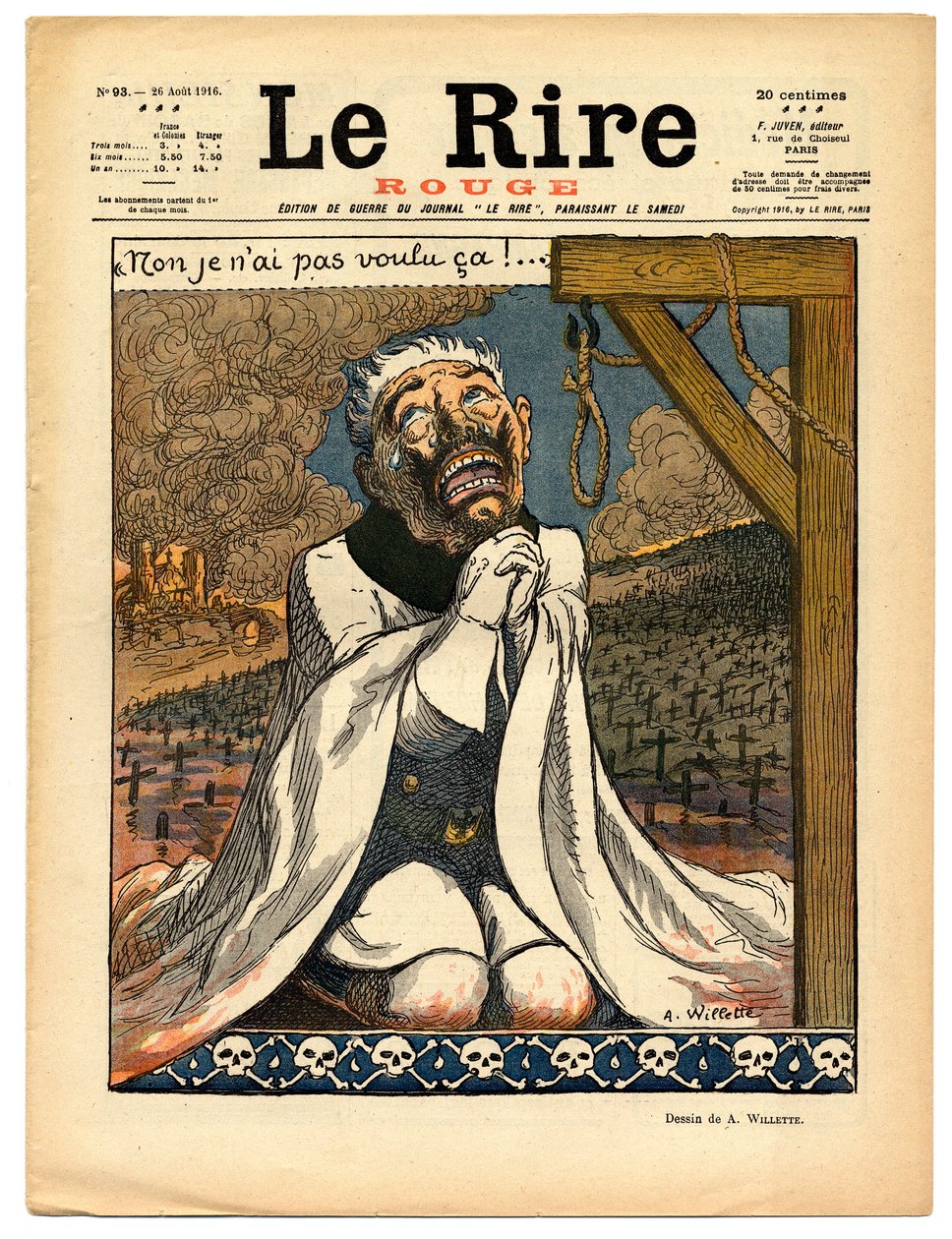 Okładka „Czerwonego śmiechu”, Satyryczna w kolorach autorstwa Adolphe Leon Willette