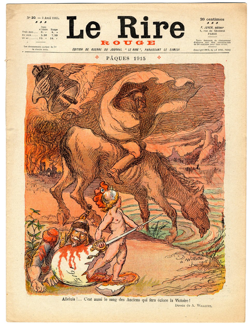 Okładka „Czerwonego śmiechu”, Satyryczna w kolorach autorstwa Adolphe Leon Willette