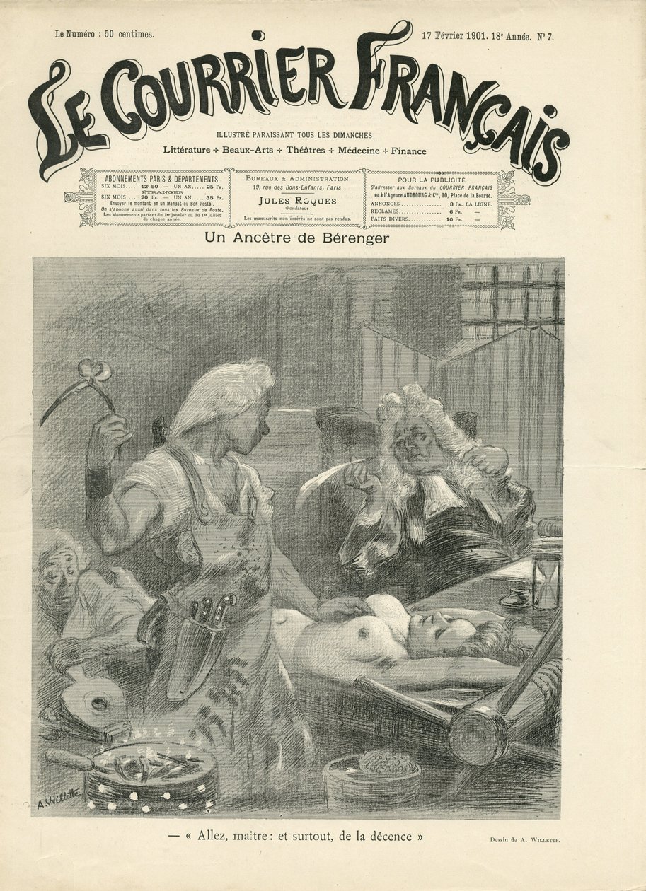 Ilustracja przedstawiająca Adolphe dit Willette (1857-1926) do okładki Le Courrier francais autorstwa Adolphe Leon Willette