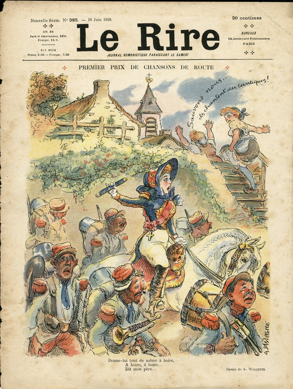 Ilustracja przedstawiająca Adolphe dit Willette (1857-1926) na okładkę Le Lire autorstwa Adolphe Leon Willette