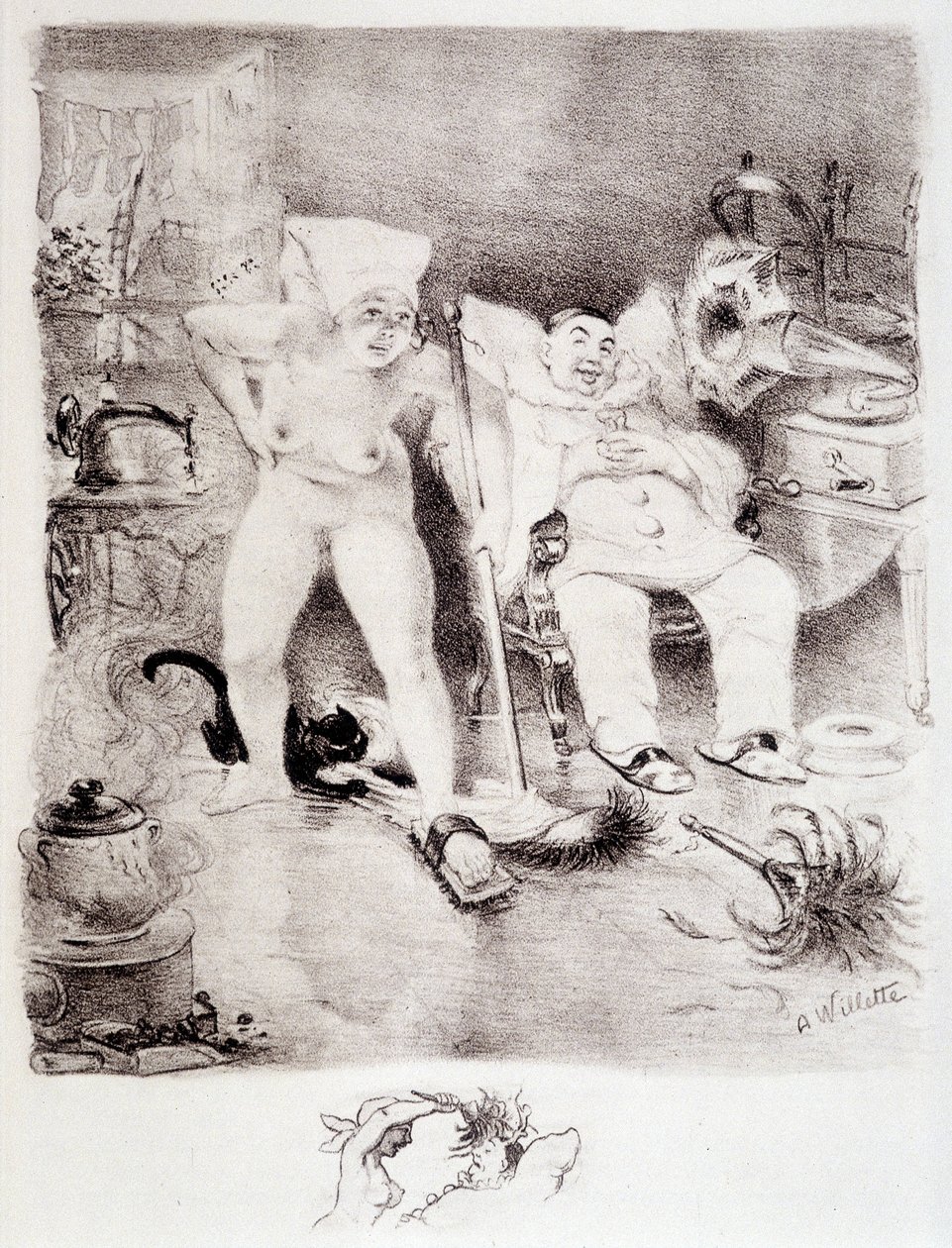 Lenistwo - rysunek Willette autorstwa Adolphe Leon Willette
