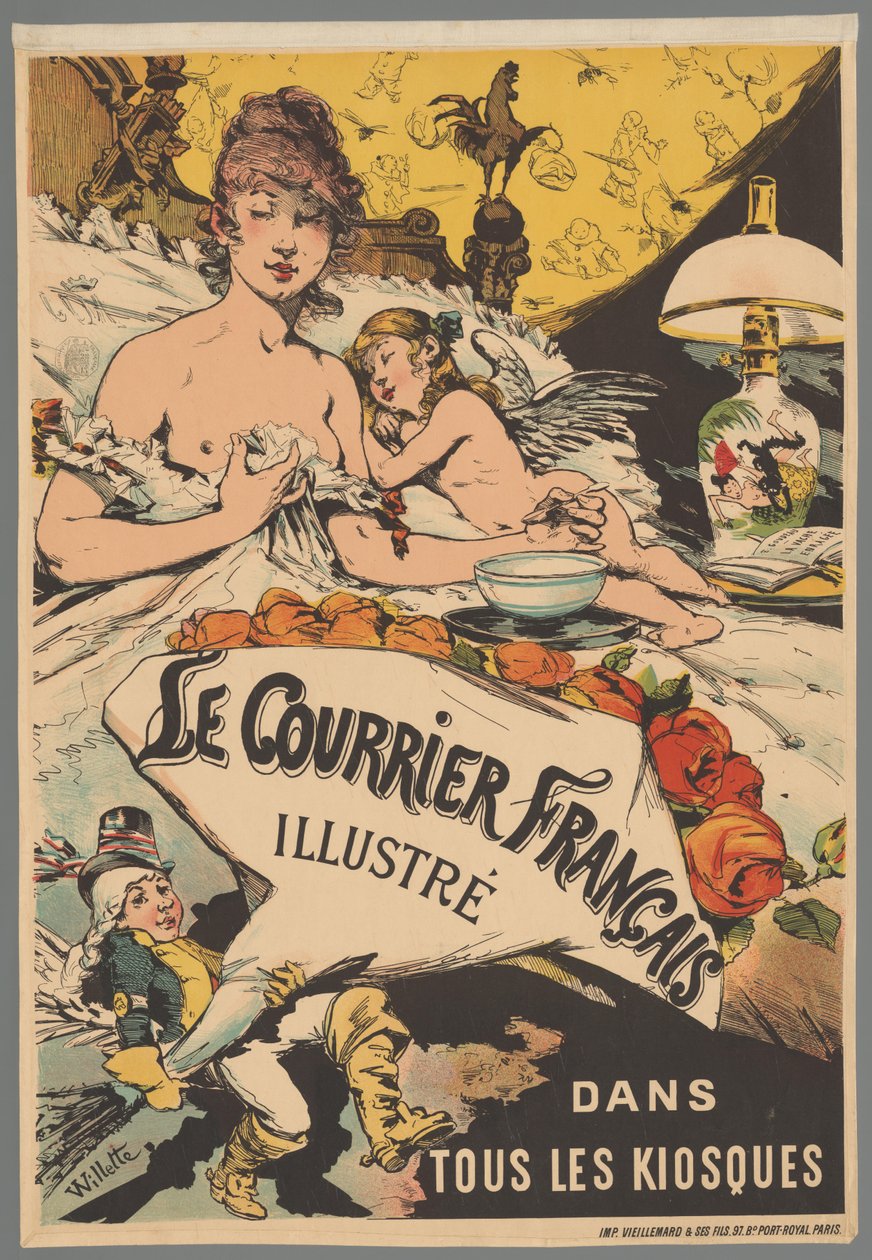 Werbeplakat: Le Courrier Français illustré in den Kiosken autorstwa Adolphe Leon Willette