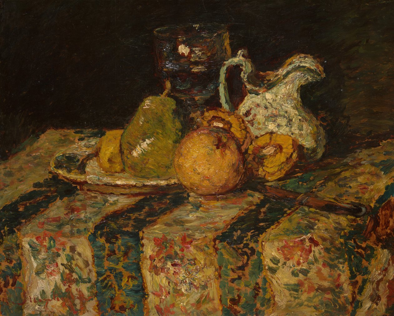 Martwa natura z dzbanem na owoce i wino, 1874. autorstwa Adolphe Monticelli