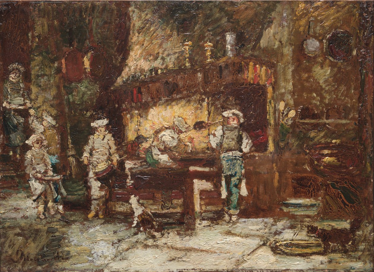 Kuchnia w Rôtisserie des Deux Paons autorstwa Adolphe Monticelli