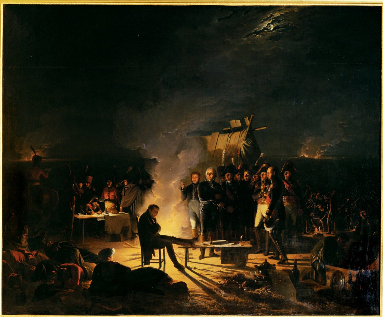 Biwak Napoleona na polu bitwy Wagramnuit w dniach 5-6 lipca 1809 r. ... (obraz na płótnie) autorstwa Adolphe Roehn