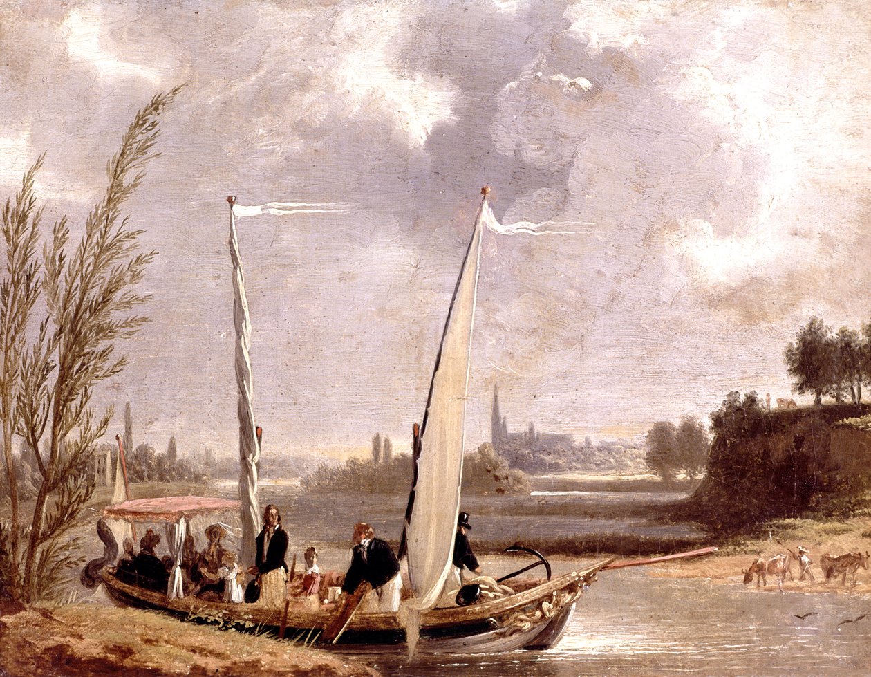 Louis-Philippe i jego rodzina na łodzi w Neuilly autorstwa Adolphe Roehn