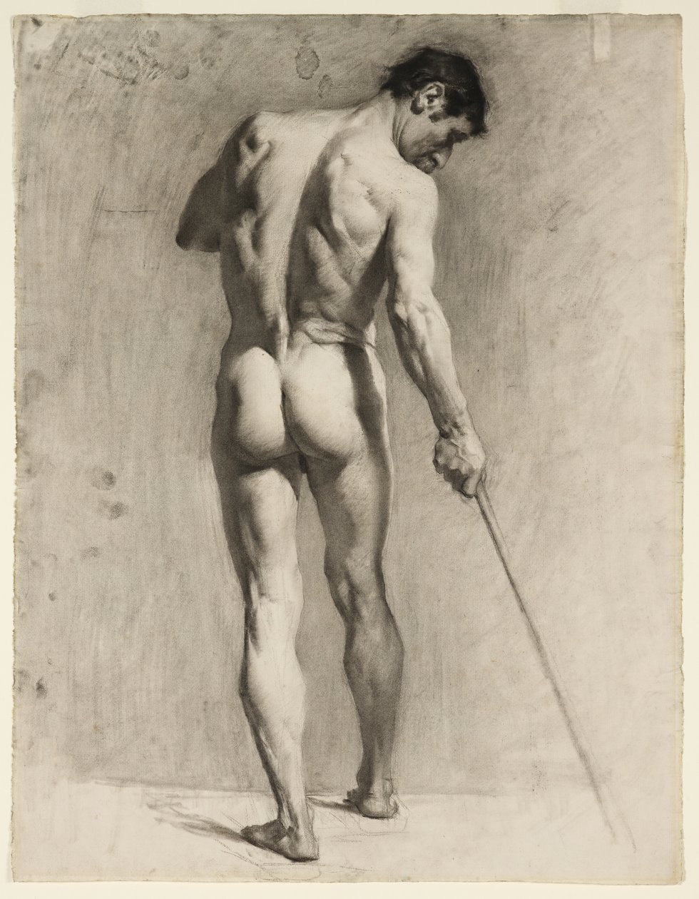 Rysunek przedstawiający akt męski z laską, ok. 1910-12 (kreda na papierze) autorstwa Adolphe Valette